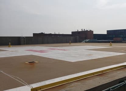Upper deck of hospital parking garage