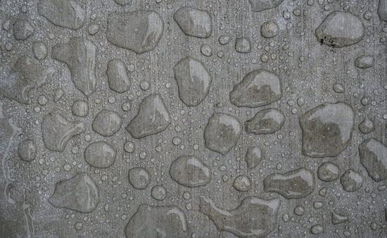 Water droplets on concrete