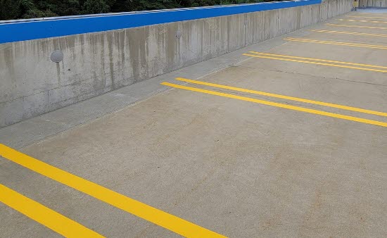 Parking garage line striping